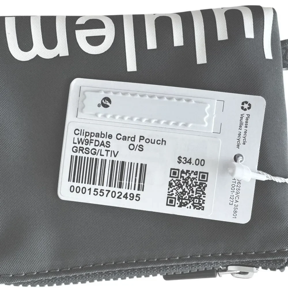Lululemon Clippable Card Pouch Grey Sage / Light Ivory